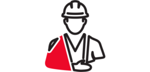 graphic of man with hardhat wearing an arm sling