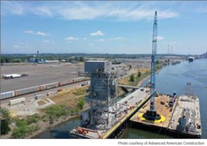 shipping yard with dock and ships